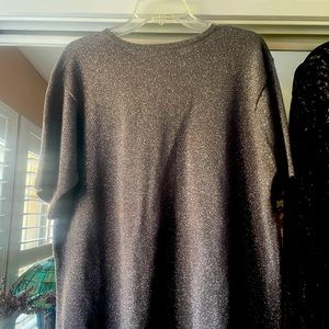 FW Collections Sparkling Metallic Silver Short Sleeve Top 1 X